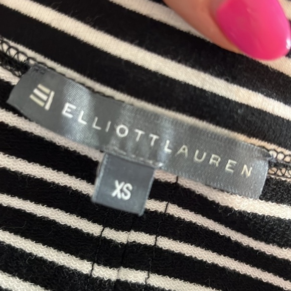 Elliott Lauren Get In Line Knit Jacket Raw Edge Seaming Size XS Black/White - Picture 11 of 13